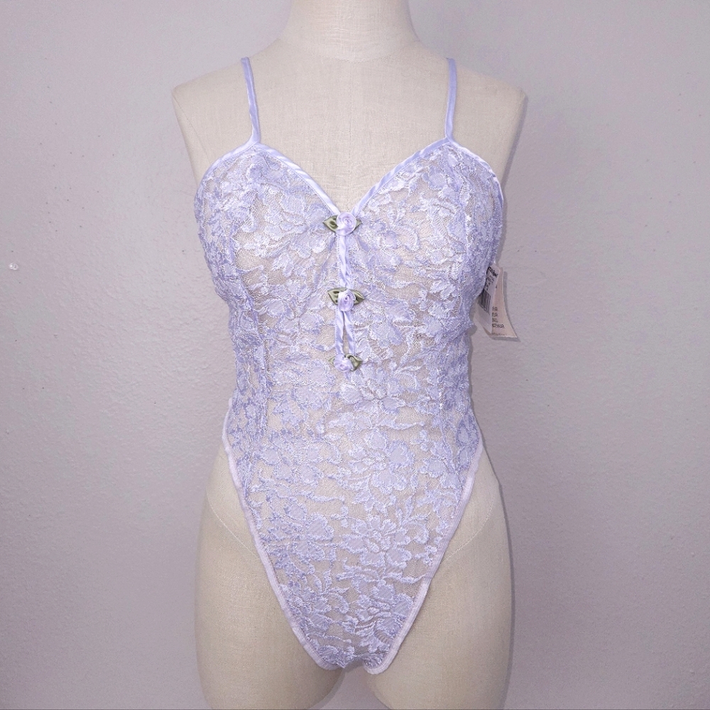 Vintage Cinema Etoile Lace Thong Teddy MEDIUM Lilac
